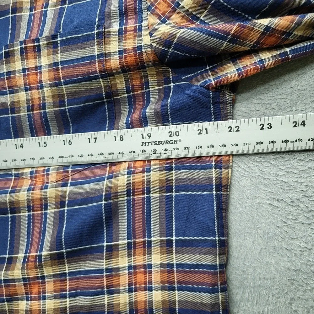 Banana Republic‎ Men Button Up Shirt L Blue Plaid Flannel Long Sleeve